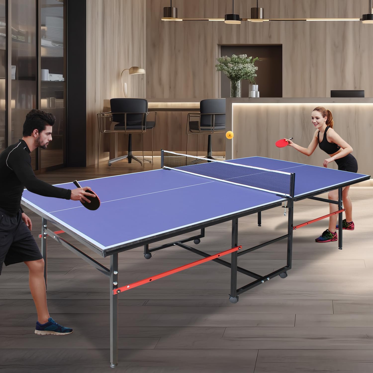 8 ft Portable Ping Pong Table， - Table Tennis Video Game recension och pris